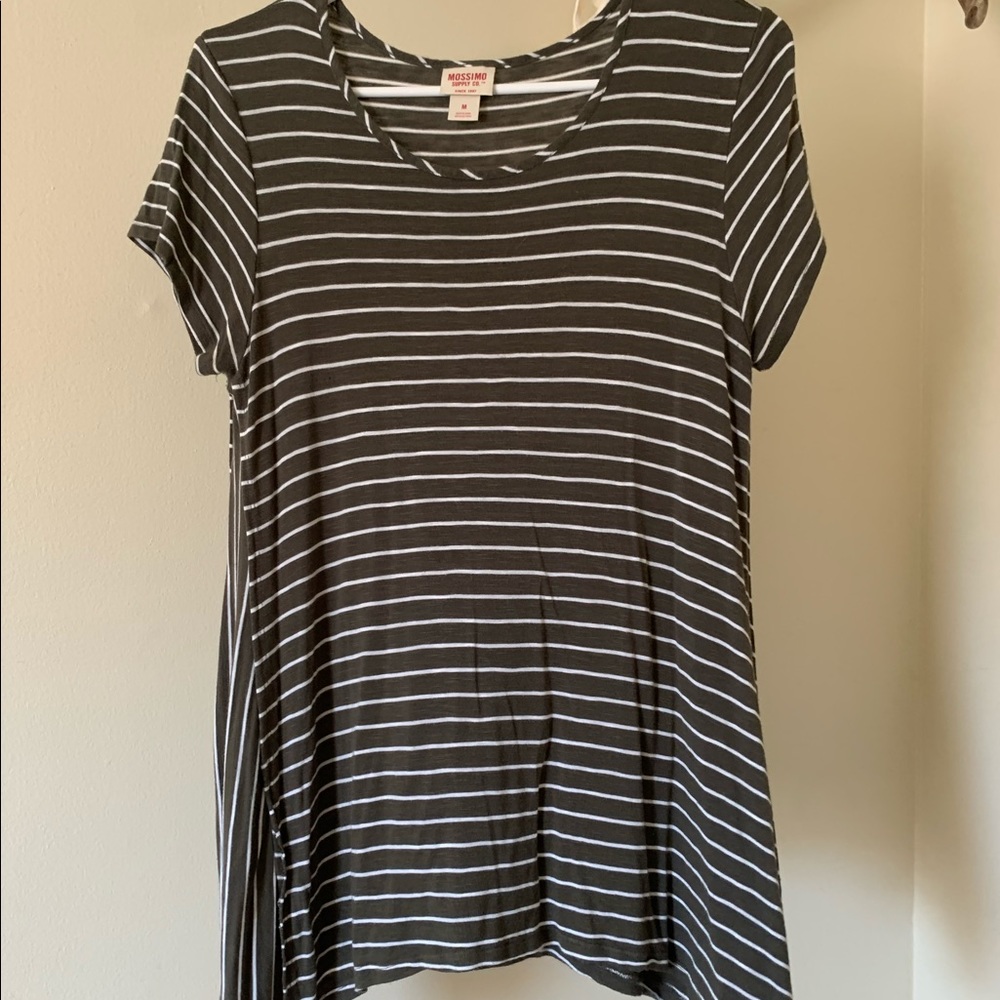 Green and white striped top